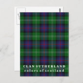 Carte Postale Couleurs écossaises Clan Sutherland Tartan (Devant / Derrière)