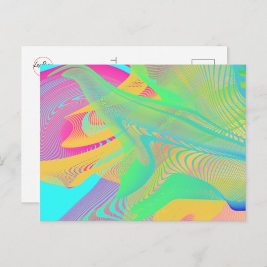 Carte Postale COULEURS FLUO - Art Fractal - (Devant / Derrière)