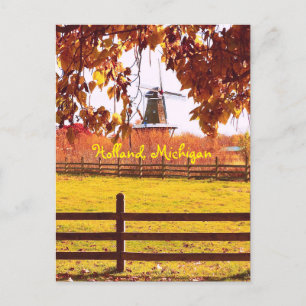 CARTE POSTALE COULEURS HOLLAND, MICHIGAN, WINDMILL ET AUTOMNE