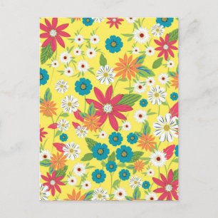 Carte Postale Couleurs mignonnes tendance girly doux motif flora