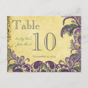Carte Postale Couleurs Peacock violet Paisley Mariage Numéro de 