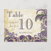 Carte Postale Couleurs Peacock violet Paisley Mariage Numéro de (Dos)