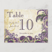 Carte Postale Couleurs Peacock violet Paisley Mariage Numéro de (Devant)