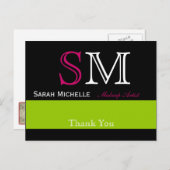 Carte Postale Couleurs pop en rose vert et noir (Devant / Derrière)