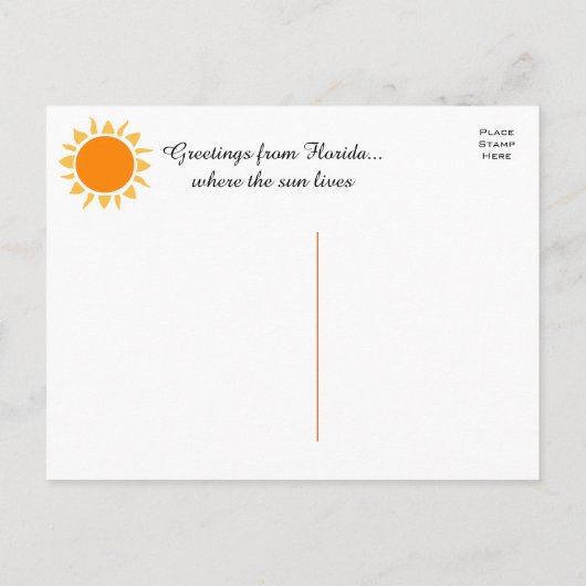 Carte Postale Couleurs vives Floride... Où vit le soleil (Dos)
