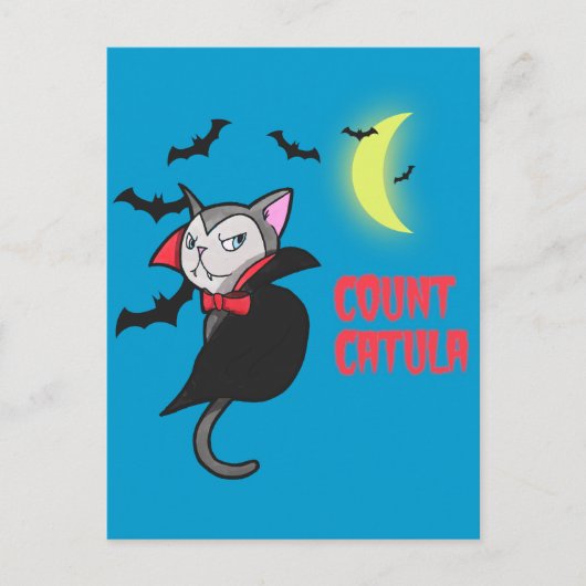 Carte Postale Count Catula Funny Halloween Chat Pun (Devant)
