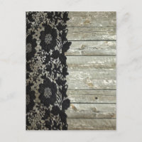 country bohemian Black lace old rustic barnwood