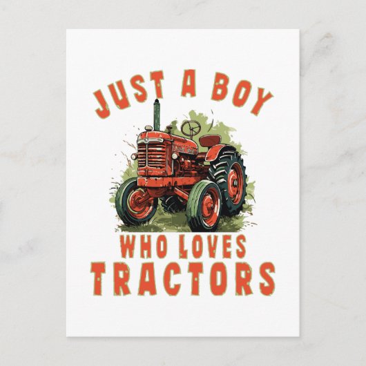 Carte Postale Country Life Boy qui aime les tracteurs (Devant)