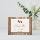 Carte Postale Country Rustic Horseshoe & Brown Wood Mariage (Debout devant)