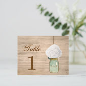 Carte Postale Country Rustic Mason Jar & Hydrangea Numéro de tab (Debout devant)