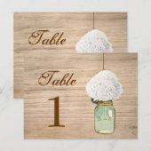 Carte Postale Country Rustic Mason Jar & Hydrangea Numéro de tab (Devant / Derrière)