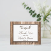Carte Postale Country Rustic Monogram Branche & Mariage bois (Debout devant)