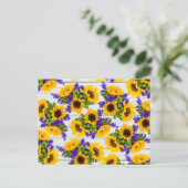 Carte Postale Country Rustic White Wood Purple Yellow Sunflower (Debout devant)