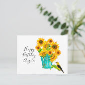 Carte Postale Country Sunflowers Bouquet Anniversaire (Debout devant)