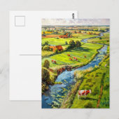 Carte Postale Countryside with Cows and Stream Fantasy Painting (Devant / Derrière)