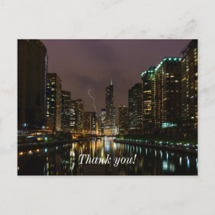 Carte Postale Coup de foudre sur la rivière Chicago Merci