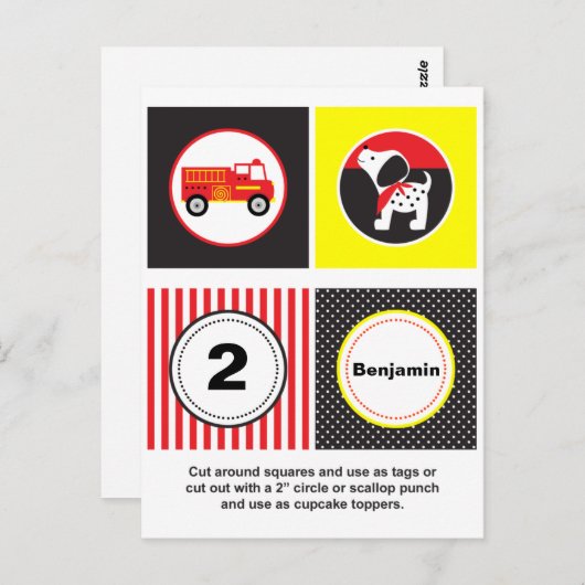 Carte Postale Coupe-Cupcake Camion Cute (Devant / Derrière)