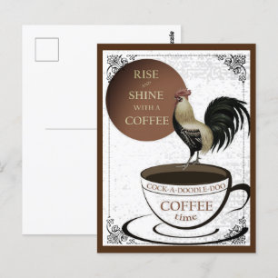 Carte Postale Coupe de café au coq mignonne Script