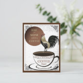 Carte Postale Coupe de café au coq mignonne Script | (Debout devant)