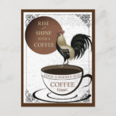 Carte Postale Coupe de café au coq mignonne Script | (Devant)