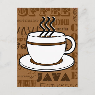 Carte Postale Coupe de café - Mots de café Imprimer - Brown