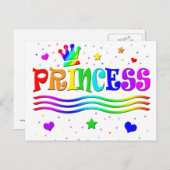 Carte Postale Coupe de dessin animé Art Rainbow Princess Tiara (Devant / Derrière)