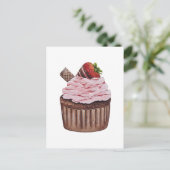 Carte Postale Coupe De Fraise Cute À L'Aquarelle (Debout devant)