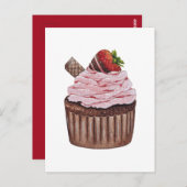 Carte Postale Coupe De Fraise Cute À L'Aquarelle (Devant / Derrière)