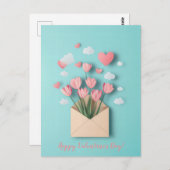 Carte Postale Coupe de papier coeurs et fleurs (Devant / Derrière)