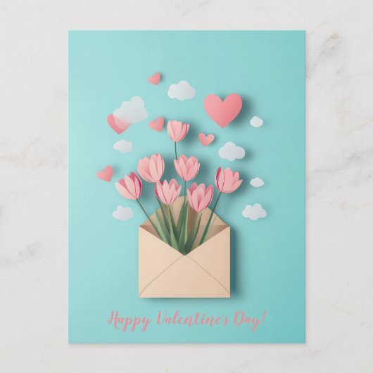 Carte Postale Coupe de papier coeurs et fleurs (Devant)