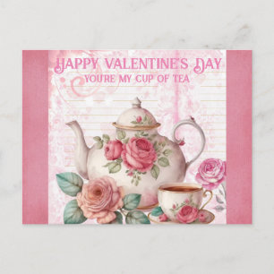 Carte Postale Coupe de Thé de la Journée des Valentines vintages
