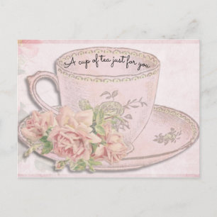Carte Postale Coupe de thé pour la fête des mères rose