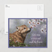 Carte Postale Coupe et fleurs de loup gris mignonne pour bébé (Devant / Derrière)