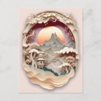 Carte postale Coupe papier Imaginaire paysage