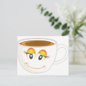 Carte Postale Coupe souriante de café - Femme (Debout devant)