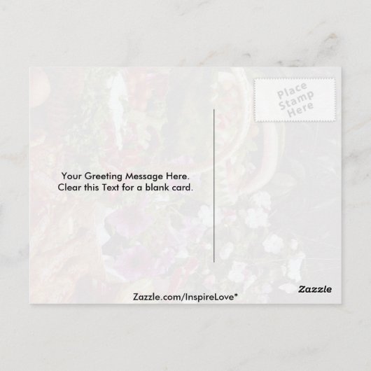 Carte Postale Couper le panier de fruits de pastèque avec fleurs (Dos)