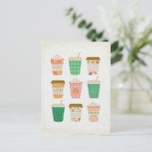 Carte Postale Coupes de café d'automne | Latte d'épices Citrouil (Debout devant)