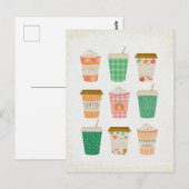 Carte Postale Coupes de café d'automne | Latte d'épices Citrouil (Devant / Derrière)