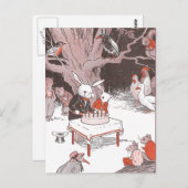 Carte Postale Coupes de lapin gâteau d'anniversaire (Devant / Derrière)