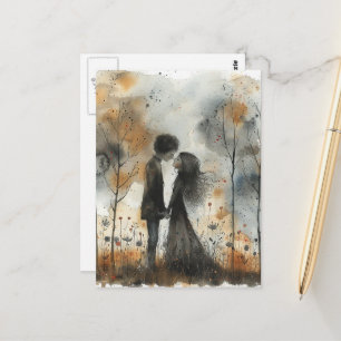 Carte Postale Couple à l'aquarelle en amour