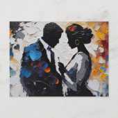 Carte Postale Couple Abstrait amoureux au milieu des coeurs colo (Devant)