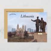 Carte Postale Couple Avec Blé Sculputre Vilnius Lituanie (Devant / Derrière)