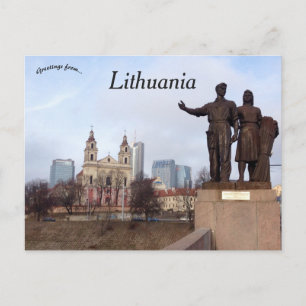 Carte Postale Couple Avec Blé Sculputre Vilnius Lituanie