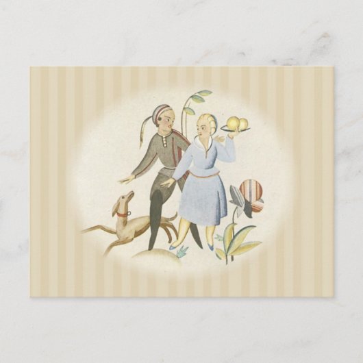 Carte Postale Couple avec chien (Devant)