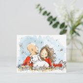 Carte Postale Couple avec Chien blanc (Debout devant)
