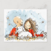 Carte Postale Couple avec Chien blanc (Devant)