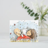 Carte Postale Couple avec Chien blanc (Debout devant)