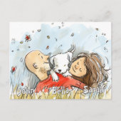 Carte Postale Couple avec Chien blanc (Devant)