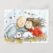Carte Postale Couple avec Chien blanc (Devant)
