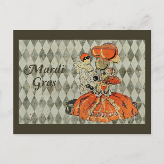 Carte Postale Couple costume Mardi Gras (Devant)